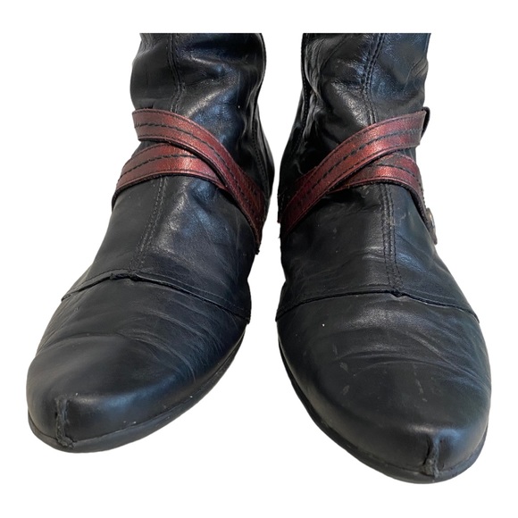 DorKing By Fluchos - Black leather Flat Dress/Biker Boot - 9 - Picture 7 of 12